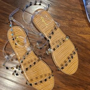 Studded clear sandal size 8